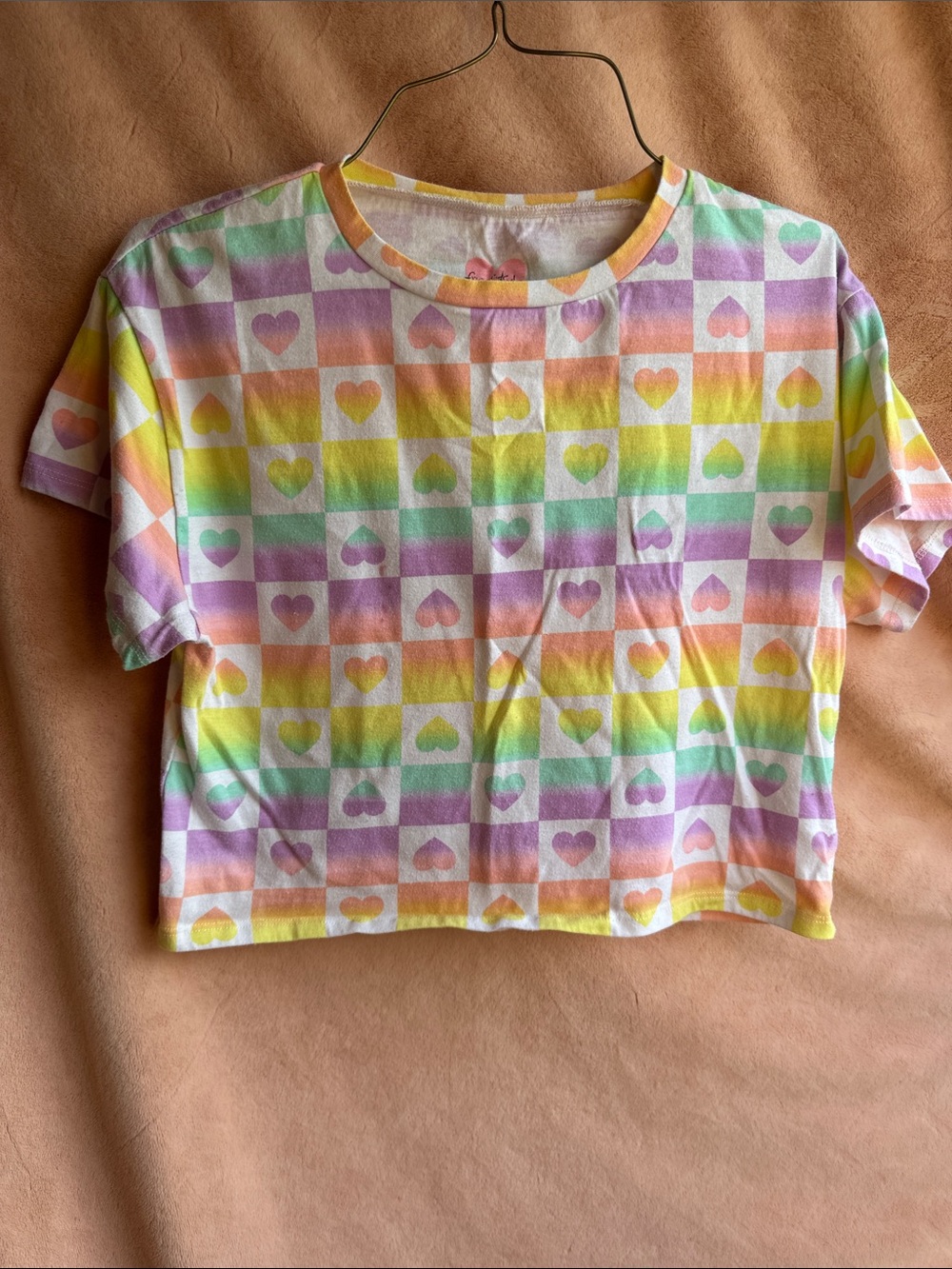 Girls Size XL/16 Heart Block Crop Top